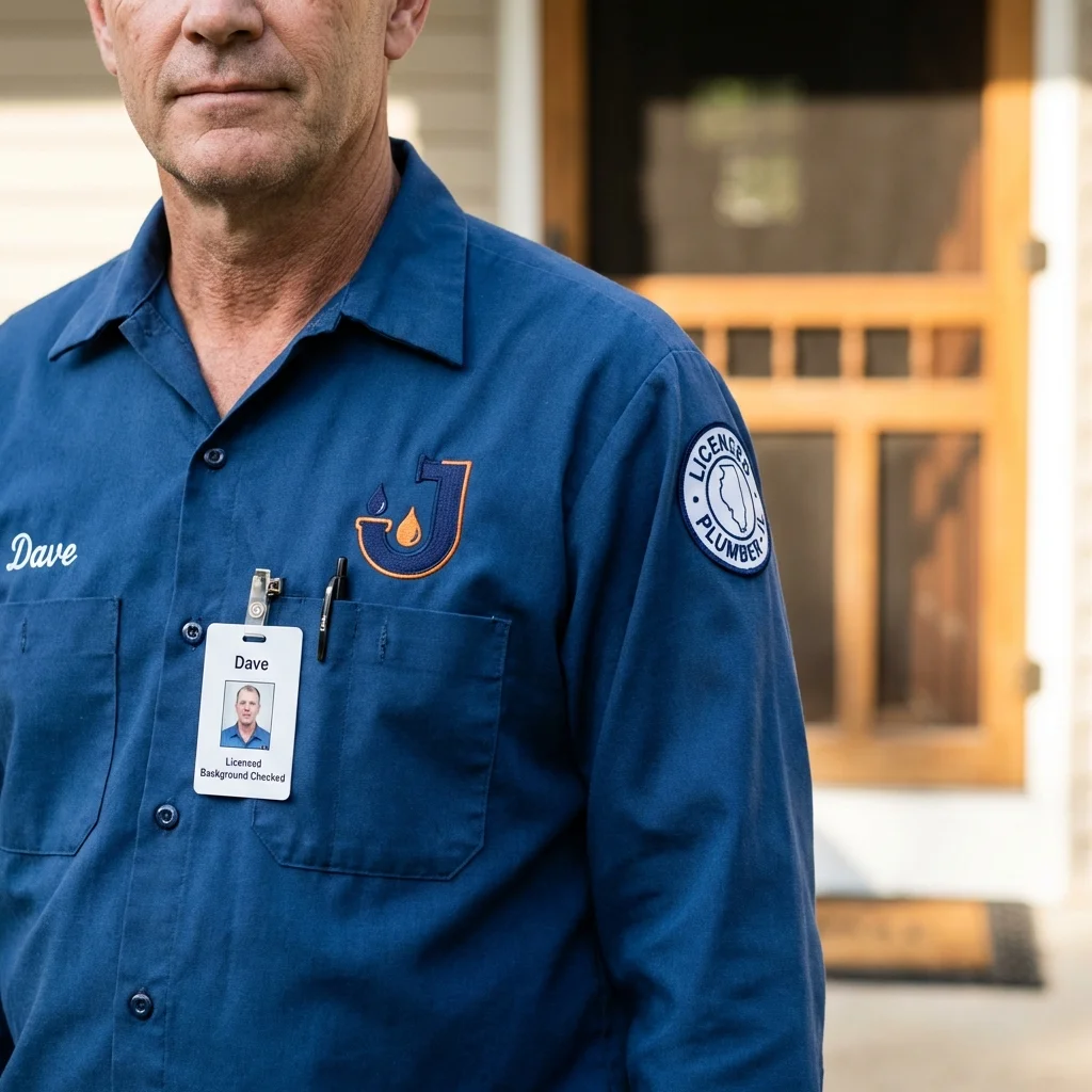 Licensed plumber showing ID badge in Glencoe, IL