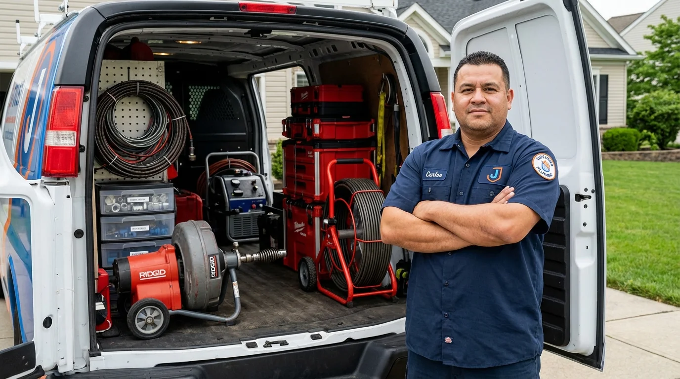 Professional drain cleaning equipment and Johns Plumbing LLC plumber in Glencoe
