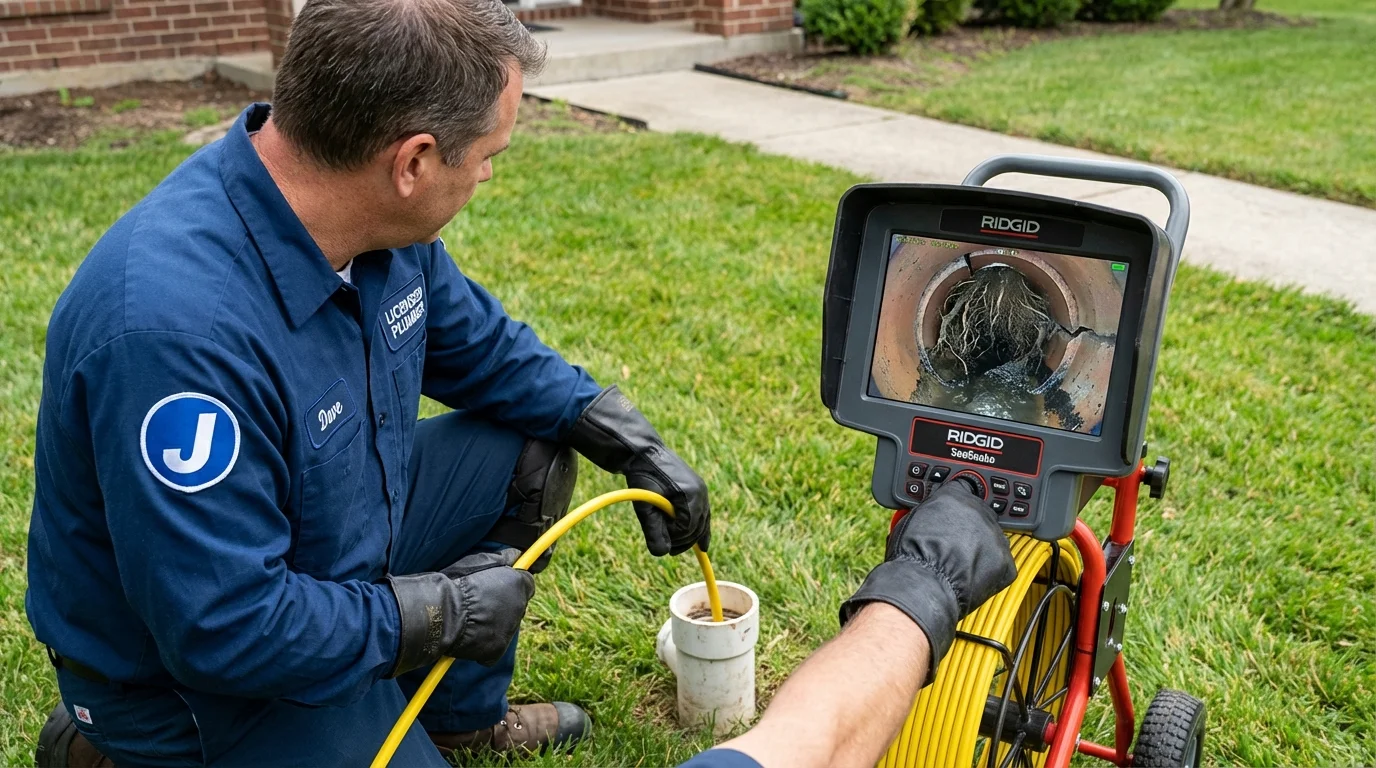Sewer camera inspection being performed by Johns Plumbing LLC in Glencoe