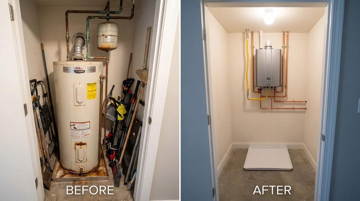 Tank water heater versus wall-mounted tankless unit comparison for Glencoe, IL homeowners